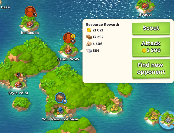 Boom beach warns players when their opponent's level is too high, and gives players the ability to "scout" before committing. Ensuring players can make the right choice about who to attack based on their Stat level.